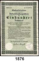 P A P I E R G E L D,Wertpapiere  Finanzamt Schneidemühl.  Ehestandsdarlehen über 100 Reichsmark.  Auf Vordruck des Reichsministers der Finanzen zu Berlin, 20.Juni 1933.  Dienststempel des Finanzamtes.  Nicht eingelöst.  LOT. 3 Stück.