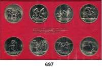 Deutsche Demokratische Republik,K U R S S Ä T Z E  Schadowfries-Satz. 1988  Mzz. A.  8 Kupfer-Nickel-Medaillen.  Im Originalrahmen (rot) 