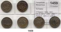 AUSLÄNDISCHE MÜNZEN,Schweiz LOTS    LOTS    LOTS 2 Rappen 1850, 1851, 1875, 1879, 1883, 1888.  Kahnt 2.  KM 4.1  LOT. 6 Stück.
