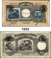 P A P I E R G E L D,AUSLÄNDISCHES  PAPIERGELD Chile 5 Pesos 2.10.1923 und 10 Pesos 2.10.1923.  Pick 61 und 63.  LOT. 2 Scheine.