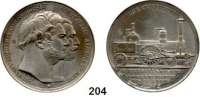 M E D A I L L E N,Personen Borsig, Johann Friedrich August Versilberte Bronzemedaille 1858 (Kullrich).  Auf die Fertigstellung der 1000. Lokomotive bei der Firma Borsig.  Brb. der Gebrüder Borsig n. r. / Lokomotive.  Sommer K 25.  37 mm.  21,37 g.
