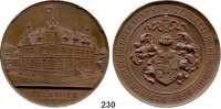 M E D A I L L E N,Städte Erlangen Bronzemedaille 1889 (Lauer).  Auf die Eröffnung des Bubenreuther Hauses.  Gebäudeansicht. / Wappen.  55 mm.  68,16 g.