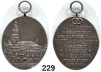 M E D A I L L E N,Städte Dresden Ovale Silbermedaille 1908.  Auf die Vermählung von Theodor Krohn (Oberleutnant 5. Feld. - Art. - Regt. No. 64) und Hildegard Friedrich am 28. März 1908.  Kreuzkirche. / 9 Textzeilen.  25 x 33,5 mm.  9,26 g.