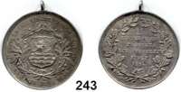 M E D A I L L E N,Schützen Stolp/Pommern Silbermedaille mit Öse 1884.  XI. Hinterpomm. Provinz-Schützenfest und II. Seculär-Feier der Schützengilde.  6 Textzeilen im Kranz. /  Stadtwappen im Kranz.  26,5 mm.  4,92 g.