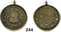 M E D A I L L E N,Schützen Stolp/Pommern Bronzemedaille mit Öse 1884.  XI. Hinterpomm. Provinz-Schützenfest und II. Seculär-Feier der Schützengilde.  6 Textzeilen im Kranz. /  Stadtwappen im Kranz.  26,5 mm.  7,36 g.