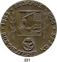 M E D A I L L E N,Städte Berlin Einseitige Bronzegußmedaille 1958.  75 Jahre Bildgiesserei Kraas/Berlin.  88 mm.  251,5 g.