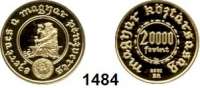 AUSLÄNDISCHE MÜNZEN,Ungarn Republik seit 1989 20.000 Forint 2001 (6,88g fein).  1000 Jahre Münzprägung in Ungarn - Hammerprägung.  Schön 253.  KM 753.  Fb. 636.  GOLD.  Im Originaletui mit Zertifikat.