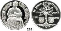 M E D A I L L E N,Numismatik  Feinsilbermedaille 2000 (Helmut König).  Numismatische Gesellschaft Schweinfurt und Verein Suhler Münzfreunde - 10 Jahre Partnerschaft.  40 mm.  24,9 g.