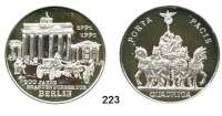 M E D A I L L E N,Städte Berlin Silbermedaille 1991.  200 Jahre Brandenburger Tor.  Pferdekutsche vor Brandenburger Tor. / Quadriga.  40 mm.  31,9 g.  Engler 855.