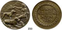 M E D A I L L E N,Städte Köln Bronzemedaille 1925 (Ernst Fassbender).  Hundeausstellung Köln - Dem Verdienste.  49 mm.  63,24 g.