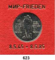 Deutsche Demokratische Republik,  10 Mark 1985.   40. Jahrestag der Befreiung vom Faschismus.  Im Münzrahmen mit goldener Aufschrift 