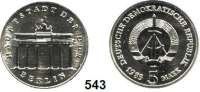 Deutsche Demokratische Republik,  5 Mark 1983.  Brandenburger Tor.  Mit Gutachten (Krell/Herborn 4.11.1995).