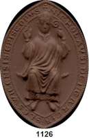 MEDAILLEN AUS PORZELLAN,Staatliche Porzellan-Manufaktur MEISSEN Schleswig 1984 braun.  850 Jahre St. Petri-Dom zu Schleswig.  Weigelt 8396.  (Auflage 500 Exemplare).  73 x 52 mm.  Im Originaletui.