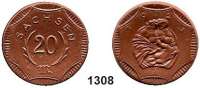 P O R Z E L L A N M Ü N Z E N,S A C H S E N  20 Mark 1921 braun (ohne Goldrand).  Menzel 22281.56.