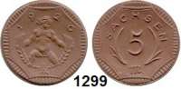 P O R Z E L L A N M Ü N Z E N,S A C H S E N  5 Mark 1920 braun (ohne Goldrand).  Menzel 22281.32.