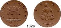 P O R Z E L L A N M Ü N Z E N,S T Ä D T E M Ü N Z E N Kitzingen 2 Mark 1921 braun.  Gipsform.  Menzel 13187.8.