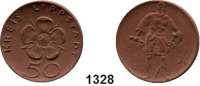 P O R Z E L L A N M Ü N Z E N,S T Ä D T E M Ü N Z E N Lippstadt 50 Pfennig o.J.(1921) braun.  Gipsform.  Menzel 15378.1.