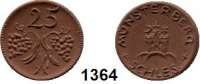 P O R Z E L L A N M Ü N Z E N,S T Ä D T E M Ü N Z E N Münsterberg 25 Pfennig o.J.(1920) braun.  Gipsform.  Menzel 18133.7