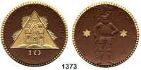 P O R Z E L L A N M Ü N Z E N,S T Ä D T E M Ü N Z E N Münsterberg 10 Mark o.J. (1922) braun, Rand und Dreieck mit Strahlenbündeln, 10 und die beiden sechsstrahligen Sterne gold.  Menzel 18133.41.