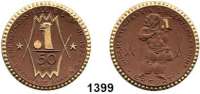 P O R Z E L L A N M Ü N Z E N,F I R M E N M Ü N Z E N Erfurt 50 Pfennig 1922 braun mit Golddekor.  Reemtsma & Söhne.  Menzel 6645.3.