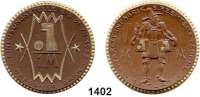 P O R Z E L L A N M Ü N Z E N,F I R M E N M Ü N Z E N Erfurt 1 Mark 1922 braun mit Golddekor.  Reemtsma & Söhne.  Menzel 6645.8.