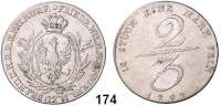 Deutsche Münzen und Medaillen,Preußen, Königreich Friedrich Wilhelm II. 1786 - 1797 2/3 Taler Handelsmünze 1797.  17,13 g.  Old. 57.  v. S. 228.  Jg. 185.