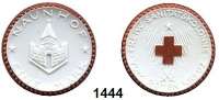 P O R Z E L L A N M Ü N Z E N,SPENDENMÜNZEN VON VERBÄNDEN UND VEREINEN Naunhof 1 Mark o.J. (1921) weiß, Rand und Kreuz rot.  Freiwillige Sanitätskolonne.