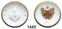 P O R Z E L L A N M Ü N Z E N,SPENDENMÜNZEN VON VERBÄNDEN UND VEREINEN Naunhof 1 Mark o.J. (1921) weiß, Rand, Strahlen und fünfstrahliger Stern der Rückseite gold und Kreuz rot.  Freiwillige Sanitätskolonne.
