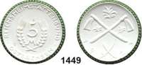 P O R Z E L L A N M Ü N Z E N,SPENDENMÜNZEN VON VERBÄNDEN UND VEREINEN Ostsachsen 5 Mark 1921 weiß, Rand grün.  Reichsheimstättenbund.