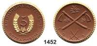P O R Z E L L A N M Ü N Z E N,SPENDENMÜNZEN VON VERBÄNDEN UND VEREINEN Ostsachsen 5 Ohne Markbezeichnung 1921 braun, Rand, Ähren und M gold.  Reichsheimstättenbund.