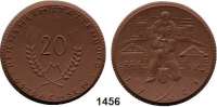 P O R Z E L L A N M Ü N Z E N,SPENDENMÜNZEN VON VERBÄNDEN UND VEREINEN Ostsachsen 20 Mark 1921 braun.  Reichsheimstättenbund.  Gipsform.