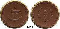 P O R Z E L L A N M Ü N Z E N,SPENDENMÜNZEN VON VERBÄNDEN UND VEREINEN Peine 10.000 Kippermünze 1923 braun mit Goldrand.  700 Jahrfeier.