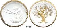 P O R Z E L L A N M Ü N Z E N,Spendenmünzen mit Talerbezeichnung Berlin Hungertaler 1922 weiß, Rand und Baum gold.  Not- und Hungerjahr.