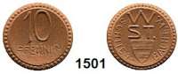 P O R Z E L L A N M Ü N Z E N,Münzen von anderen Deutschen Keramischen Fabriken Schlierbach 10 Pfennig o.J. (1921) braun.  Wächtersbacher  Steingutfabrik.  Menzel 22690.1.
