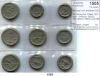 P O R Z E L L A N M Ü N Z E N,Münzen von anderen Deutschen Keramischen Fabriken Waldenburg 20 Pfennig bis 1 Mark 1921 grün.  Scheuch  552(2), 553, 554(2), 555(2) und 556(2).   Menzel 25902.  LOT. 9 Stück.