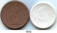 PORZELLAN  SPENDEN - MEDAILLEN,Staatliche Porzellan-Manufaktur MEISSEN Berlin o.J.(1923) braun und weiß.  Deutscher Wiking Bund.  Gipsform.  LOT. 2 Stück.