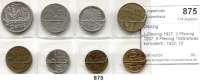 Besetzte Gebiete  -  Kolonien  -  Danzig,Danzig  1 Pfennig 1937; 2 Pfennig 1937; 5 Pfennig 1928(etwas korrodiert), 1932; 10 Pfennig 1923, 1932; 1/2 Gulden 1923 und 1 Gulden 1923.  LOT. 8 Stück.