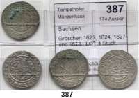 Deutsche Münzen und Medaillen,Sachsen Johann Georg I. 1615 - 1656 Groschen 1623, 1624, 1627 und 1628.  LOT. 4 Stück.
