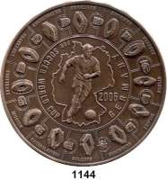 AUSLÄNDISCHE MÜNZEN,Liberia  5 Dollars 2006 (120 Gramm, Kupfer-Bronze).  Fußball Weltmeisterschaft.  Im Etui mit Zertifikat.