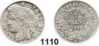 AUSLÄNDISCHE MÜNZEN,Frankreich 3. Republik 1870 - 1940 1 Franc 1888 A.  Kahnt 124.  KM 822.1.