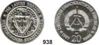 Deutsche Demokratische Republik,  20 Mark 1987.  Stadtsiegel Berlin.