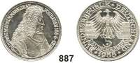 B U N D E S R E P U B L I K,  5 Mark 1955 G.  Jaeger 390.  Markgraf von Baden.