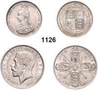 AUSLÄNDISCHE MÜNZEN,Großbritannien LOTS    LOTS    LOTS 1 Shilling 1887 (vz-prfr, kl. Rdf.) und Florin 1911 (ss-vz).  KM 761 und 817.  LOT. 2 Stück.