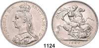 AUSLÄNDISCHE MÜNZEN,Großbritannien Viktoria 1837 - 1901 Crown 1889.  Spink 3921.  Kahnt 131.  KM 765.