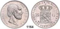 AUSLÄNDISCHE MÜNZEN,Niederlande Wilhelm III. 1849 - 1890 2 1/2 Gulden 1870.  Kahnt 58.  KM 82.