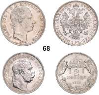Österreich - Ungarn,Habsburg - Lothringen Franz Josef I. 1848 - 1916 1 Gulden 1859 A (ss-vz, gereinigt) und 2 Korona1913 KB (vz-prfr).   Frühwald 1451 und 2112.   LOT. 2 Stück.