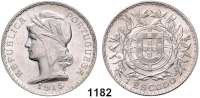 AUSLÄNDISCHE MÜNZEN,Portugal Republik seit 1910 1  Escudo 1915.  Schön 20.  KM 564.