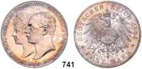 R E I C H S M Ü N Z E N,Mecklenburg - Schwerin Friedrich Franz IV. 1897 - 1918 5 Mark 1904.  Jaeger 87.  Hochzeit.