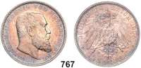 R E I C H S M Ü N Z E N,Württemberg, Königreich Wilhelm II. 1891 - 1918 3 Mark 1908.  Jaeger 175.