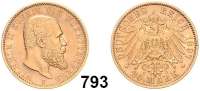 R E I C H S M Ü N Z E N,Württemberg, Königreich Wilhelm II. 1891 - 1918 20 Mark 1897.  Jaeger 296.